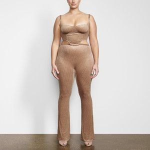 SKIMS Velvet Corset Top in Chai with Matching Gloves - SMALL